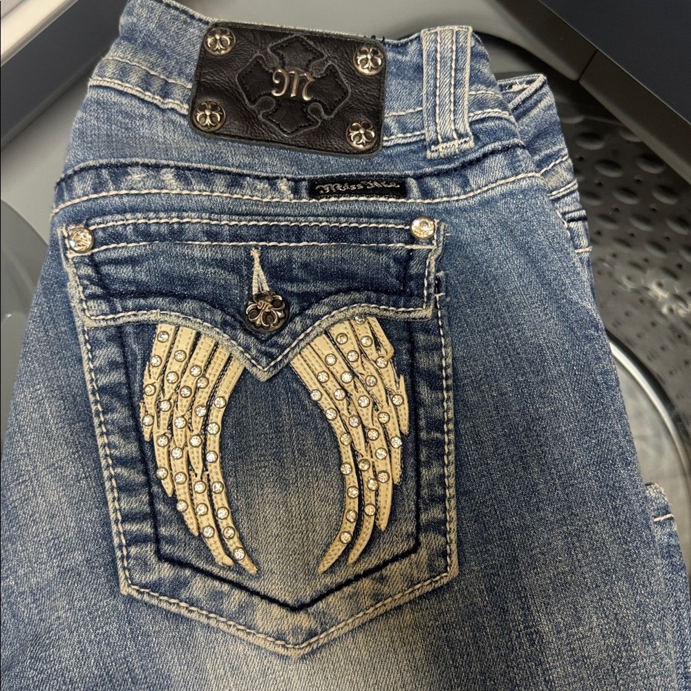Miss Me Denim Jeans with Gold Embellishments